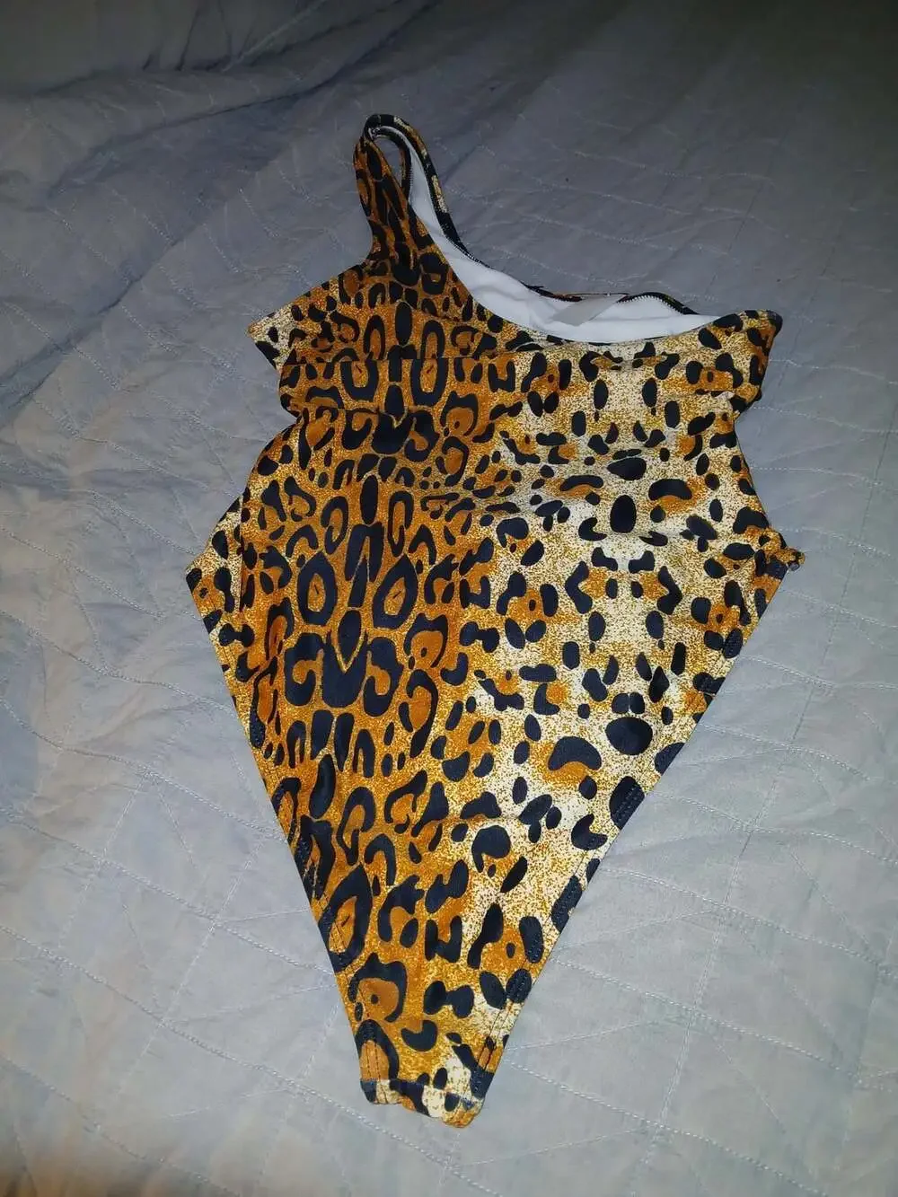 Leopard Print One-Shoulder Cutout One-Piece Swimsuit Size S